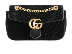 Medium Marmont Shoulder Bag, Velvet, Black, 443497 520981, DB, 1*